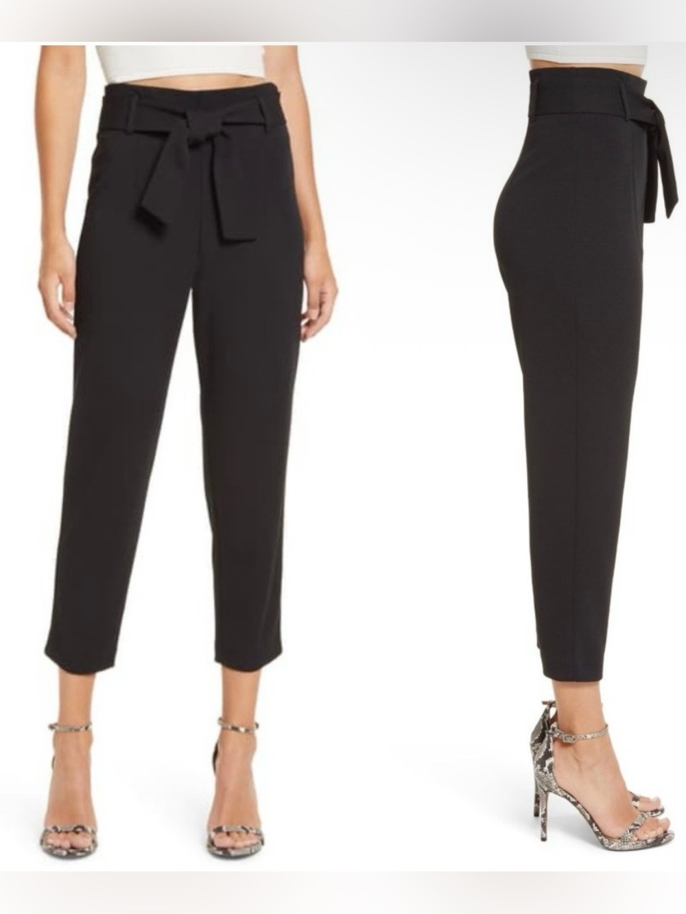 NWOT | Leith - High Rise Tapered Ankle Length Stretch Crepe Trousers | XS, Black